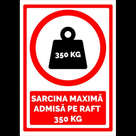 Indicator pentru sarcina maxima admisa pe raft 350 kg